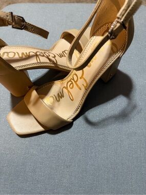 Sam Edelman Tan Block Heel Ankle-Strap Sandals